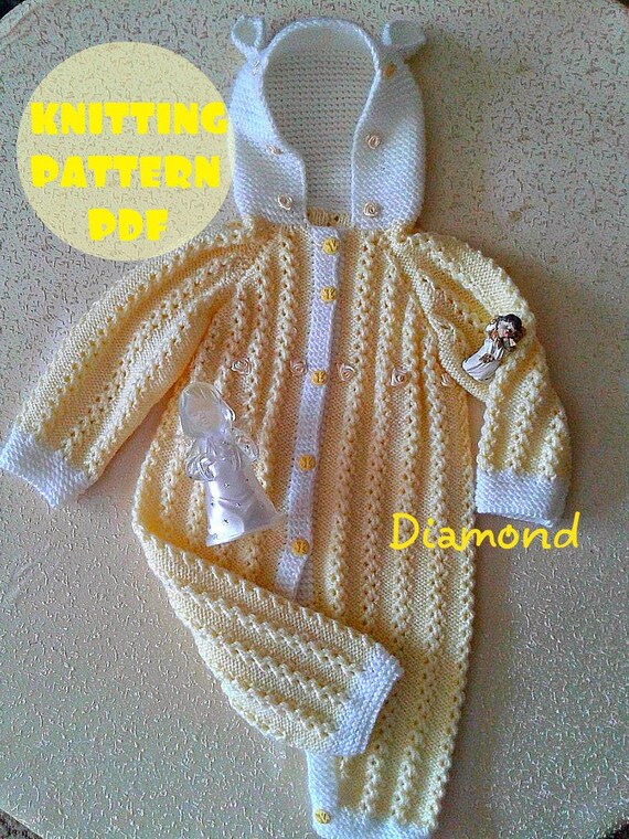 Knitting Pattern Baby Romper Pdf Knitting Pattern Hooded Jumpsuit Knitted Overalls Newborn Knit Pattern Reborn Doll Or 0 18 M