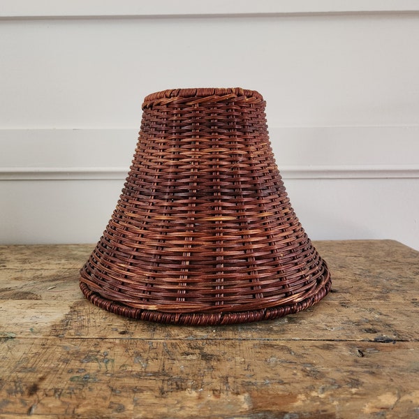 Vintage Rattan Tejido Mimbre Cesta Cono Lámpara Sombra Retro Mid Century 5w x 7h A+- Pantalla de lámpara de mimbre. Decoración de lámpara: pantalla de ratán Rotin