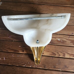 Vintage Art Deco Style Wall lamp shade Alabaster Handmade French Art Deco Style Alabaster & Bronze Sconce / Wall Light shade French Decor image 5