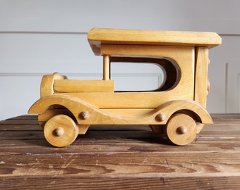 Vintage Heirloom Toy- Sport Coupe Wood Rare Collectable Vintage Scale Model LRC Wooden Classic Car- Boys Room- One of a kind