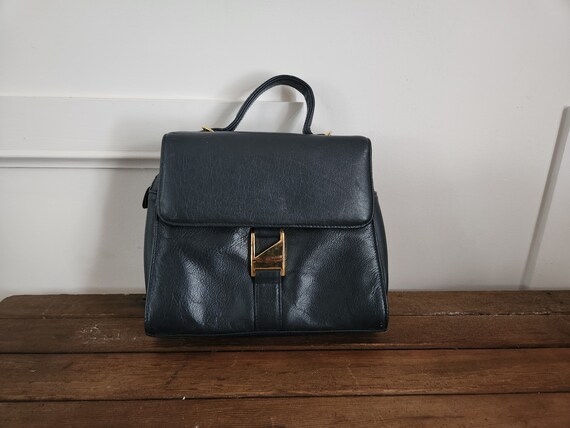 Vintage Leather Rafy Blue Leather Handbags Bag Book Bag Back