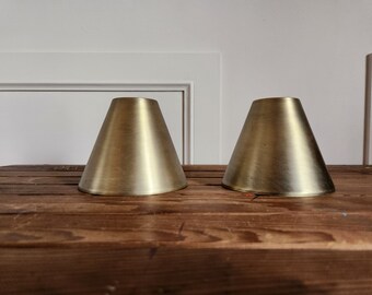 Vintage Brushed Brass Plated lamp Table Lamps- 5" diameter- shabby chic- cottage style- cabin decor
