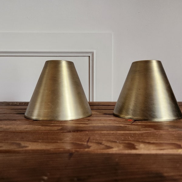 Vintage Brushed Brass Plated lamp Table Lamps- 5" diameter- shabby chic- cottage style- cabin decor