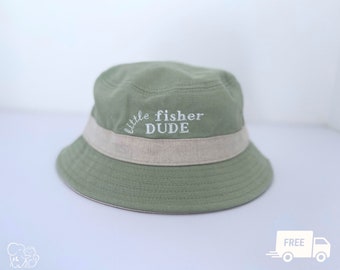 Little Fisher Dude - Personalized Premium Quality Bucket Hat - Gender reveal - Women Men hat – Customized Mom Dad gift –  Grandma Grandads