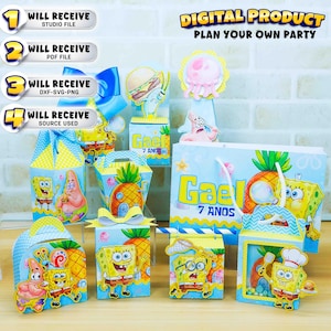 Kit digital de cumpleaños de Bob Esponja para imprimir, ¡fácil y rápido de hacer en casa!
