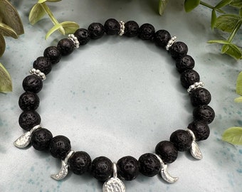 Diffuser Charm Bracelet, Phases of the Moon Charms, Black Lava Beads, Beautiful Bright Silver, Use Essential Oils, Meaningful Jewelry,