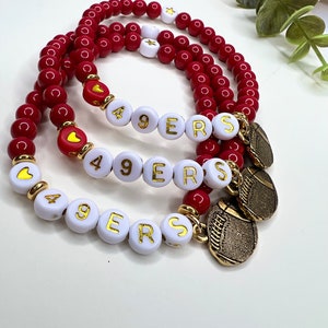 Football Bracelet, 49ers Bracelet, Bay Area Sports Team, San Francisco, The Red & Gold, Celebrate Your Team, Custom Orders Open,