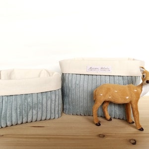 Blue velvet storage baskets 2 pieces, Bathroom storage, Changing table storage, Decorative fabric basket, fabric pockets