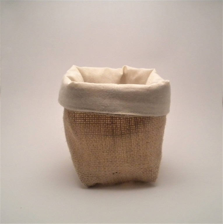 Panier de Rangement Toile Jute et Coton Écru. 1 Pièce.