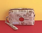 Retro makeup bag, retro cosmetic case, retro make up bag, fabric cosmetic case, retro zipper clutch, travel fabric case, make up case