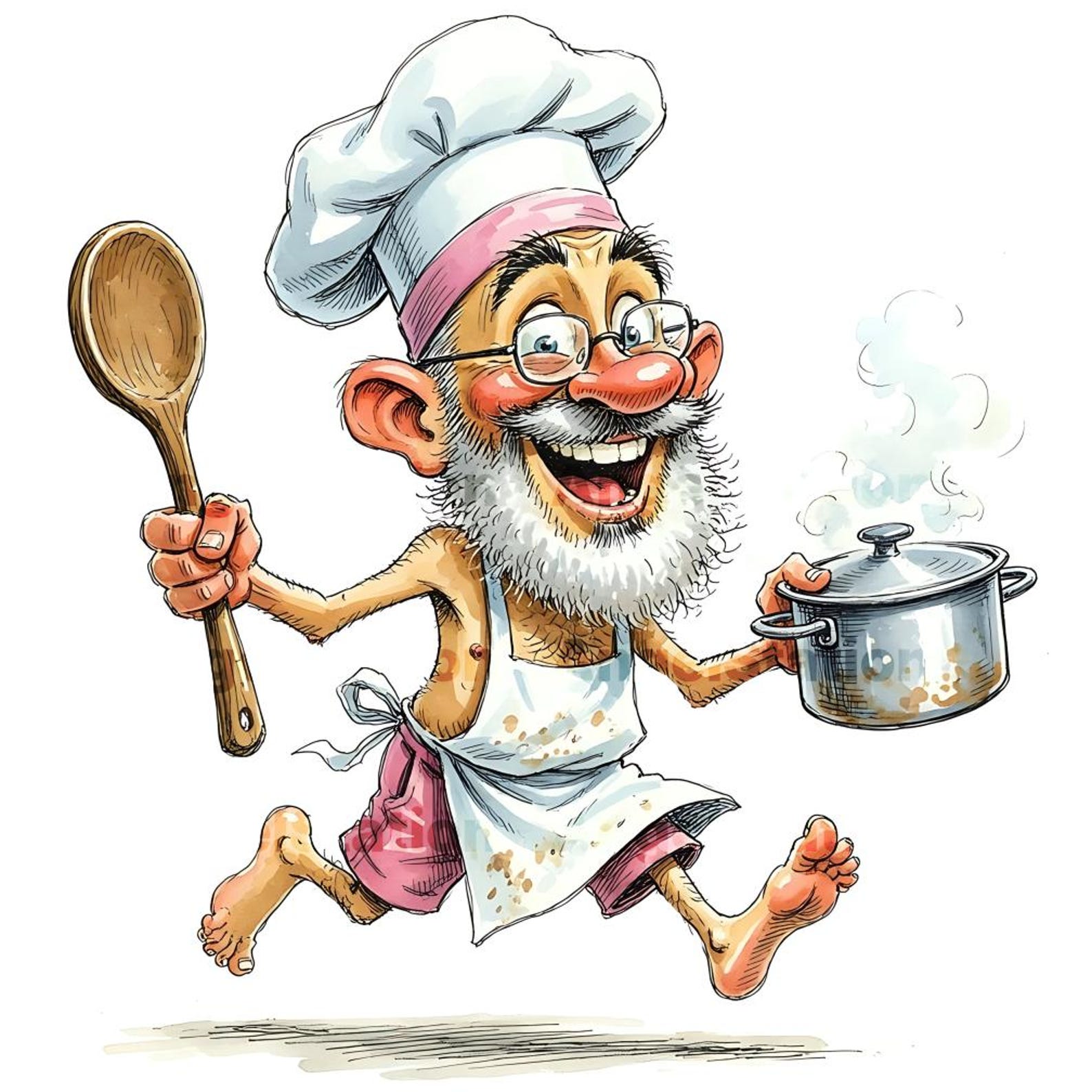 Silly Chef Graphics Funny Grandpa Chef Grilling Clipart: Elderly Man Cooking, Baking, BBQ ...