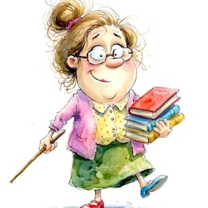 Lustige Lehrer-Professor-Cliparts – Cartoon-Schulfiguren, digitaler Download, 12 Bilder