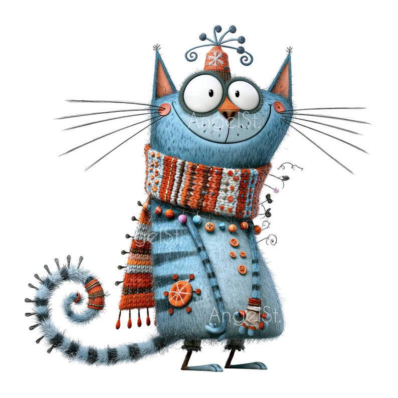 Clip art de gato steampunk peculiar, gatito de dibujos animados divertido, diseño de sublimación, imagen gráfica imprimible para diario de recortes, tarjeta de felicitación, scrapbooking.