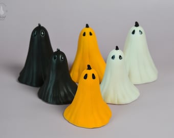 Spooky Ghostly Tall Pumpkin Squash Sculpture Ceramic Collectable Figure