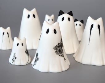 Spooky Ghost Sculpture Ceramic Little Phantom Cat Ghost