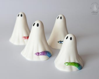 Spooky Sculpture Ceramic Ghost with Dragon Tail