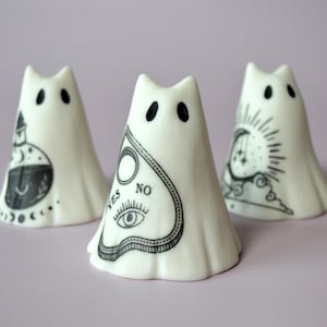 Escultura fantasma espeluznante de cerámica Pequeño gato fantasma fantasma