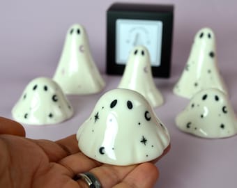 Spooky Ghost Sculptures Ceramic Glazed Celestial Ghost