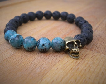 bracelet pearl man lava stone.