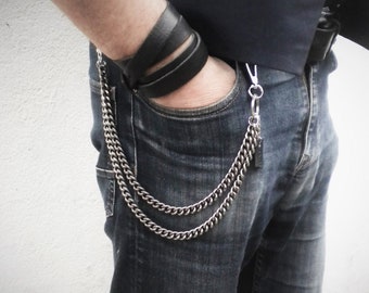 2 row gunmetal pants chains, pocket chain, stainless steel pants chain, hipster chain, biker chain, Father's Day gift