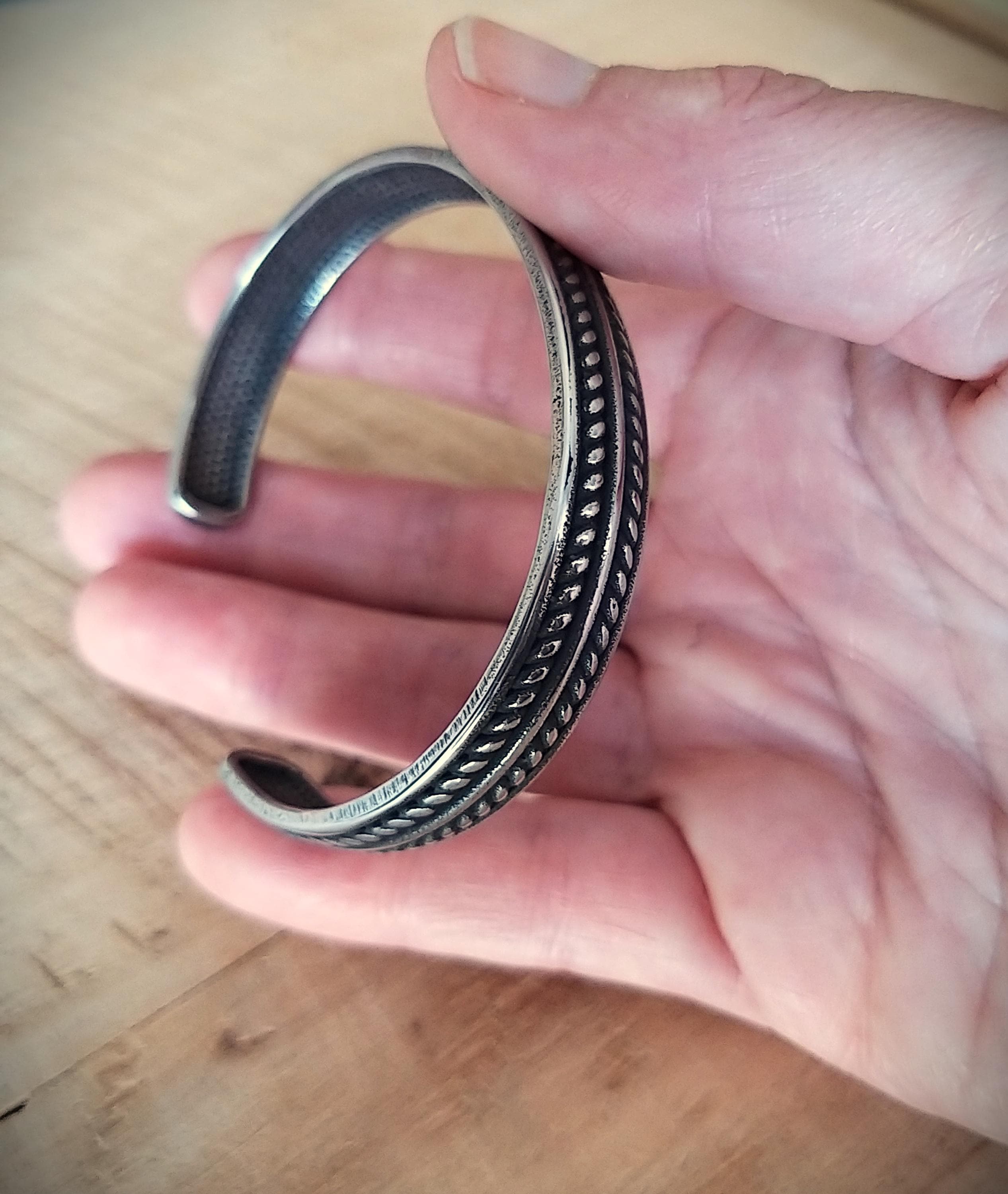 Men's stainless steel bracelet, men's silver Viking bracelet, Valentine's Day gift for men, men's biker bracelet, antique silver bracelet