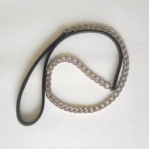 Women's leather and chain necklace image 5