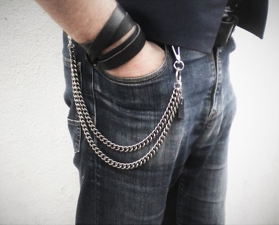Fashion Men's Womens Double Bead Stainless Steel Pants Chains