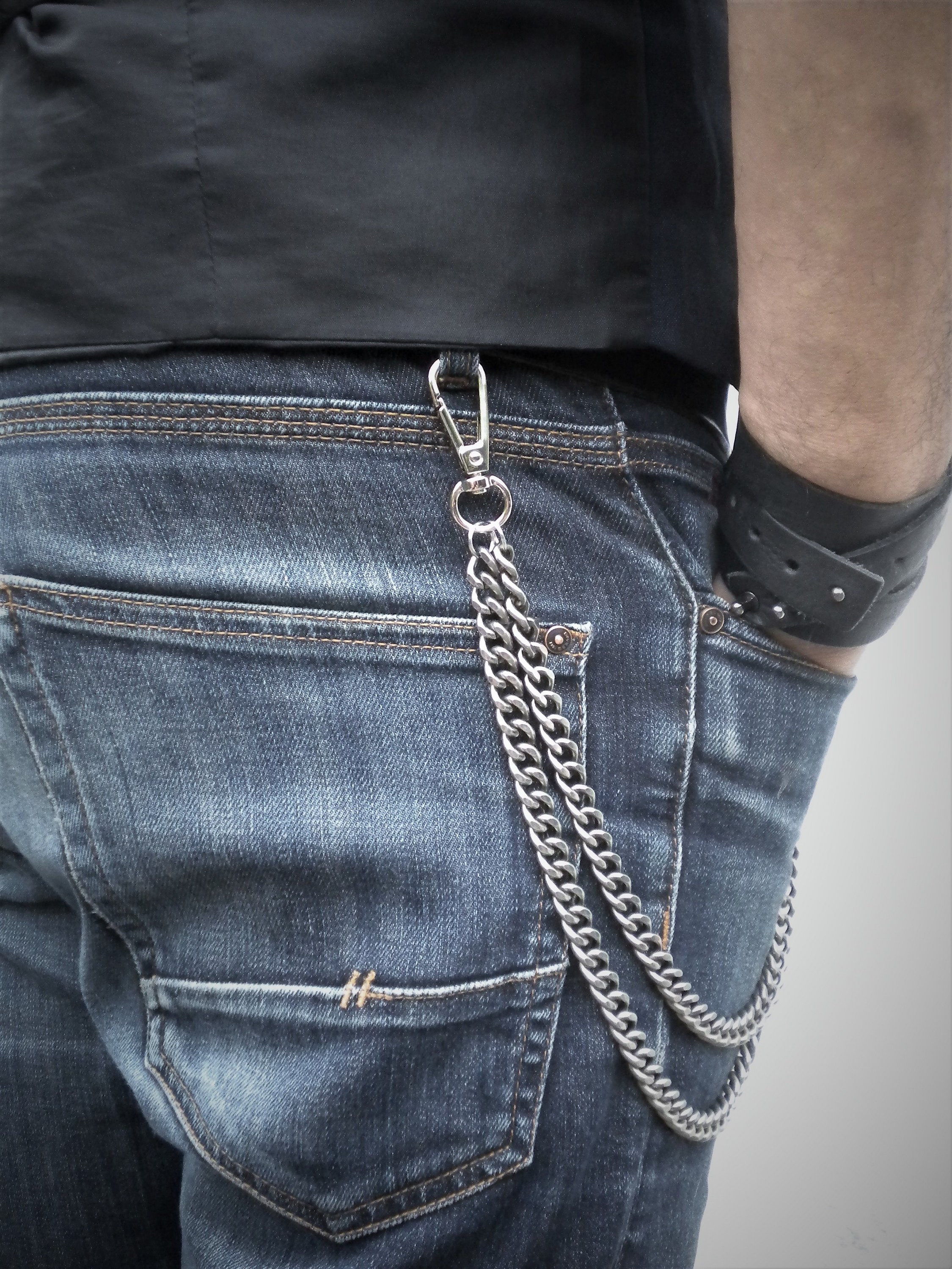 2-row Gunmetal Trouser Chains, Pocket Chain, Stainless Steel 
