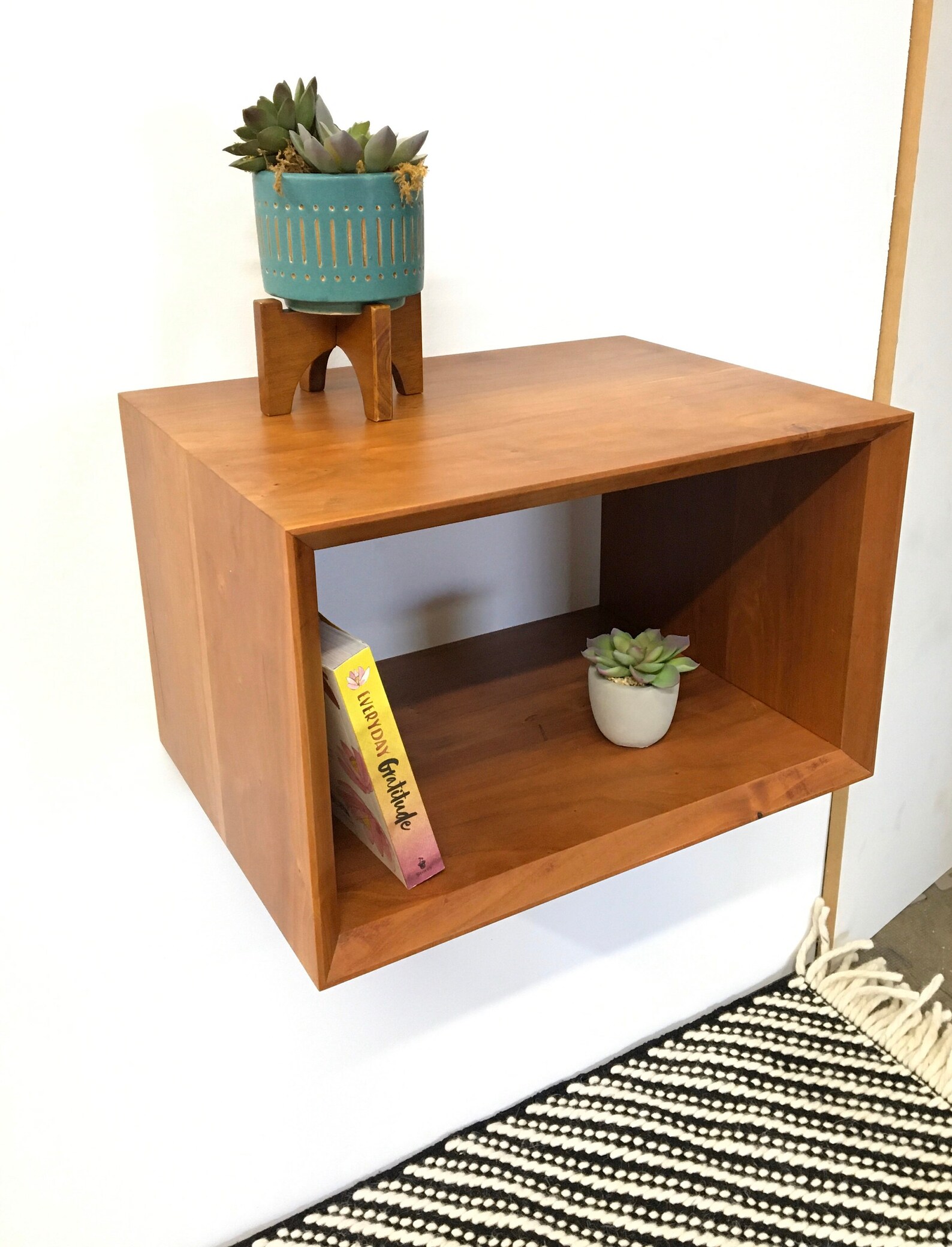 Floating black cherry nightstand. | Etsy