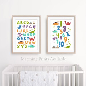 Cute Dinosaur Alphabet Print Bedroom Playroom Nursery Wall Art Toddler ...