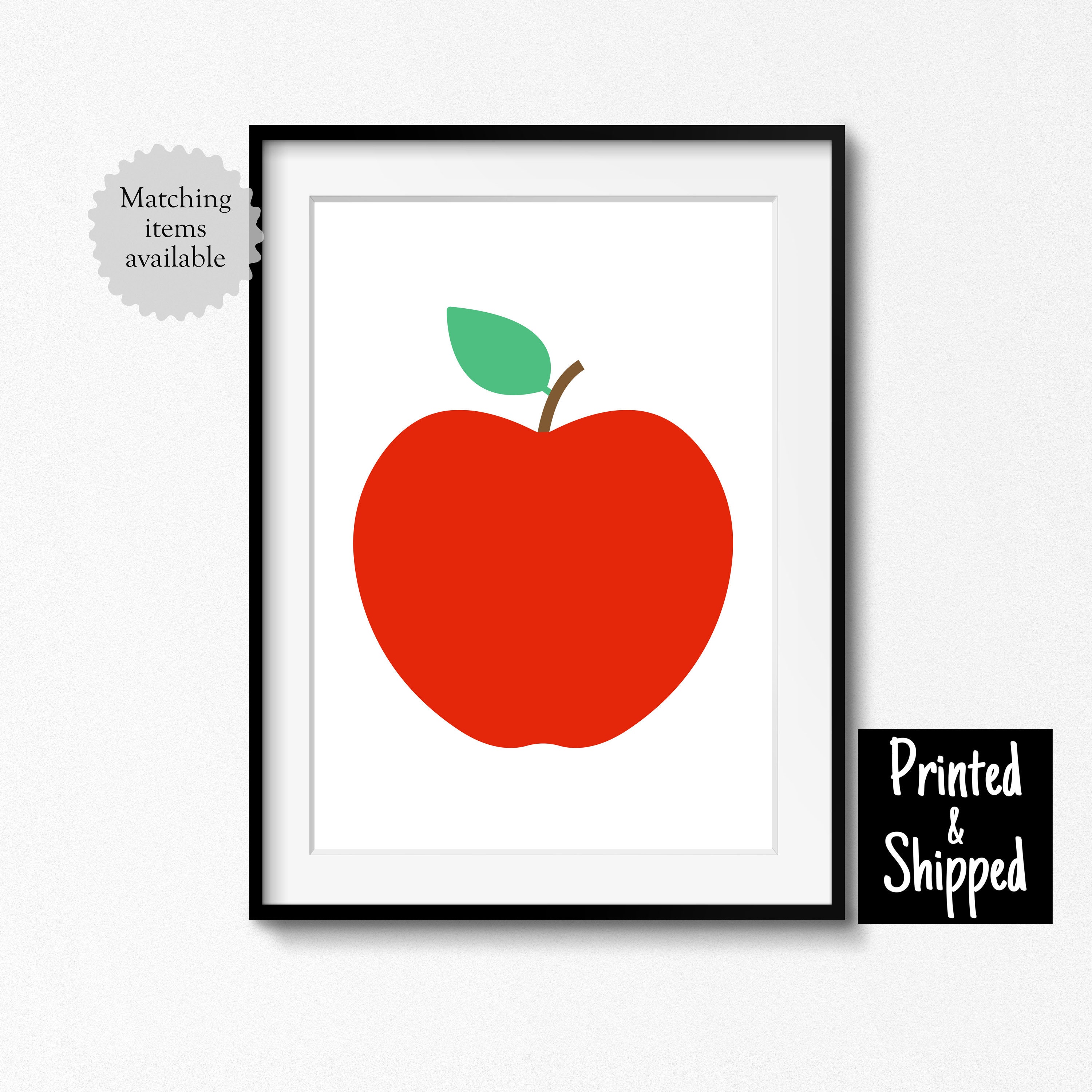 Big Red Apple Print Modern Bright Fruit Nursery Wall Art Decor Etsy UK