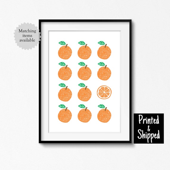 Orange Art Print Kitchen Fruit Wall Art Food Decor Kids Childrens Childs Baby Nursery Bedroom Playroom Room 5x7 6x8 8x10 11x14 A4 A3 30x40