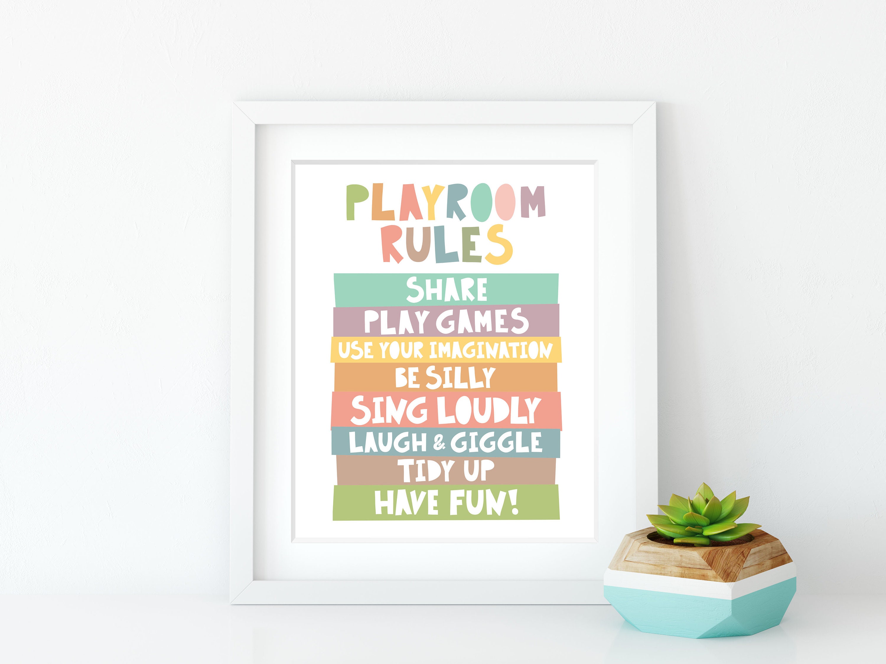 Playroom Rules Print Pastel Girls Kids Toddler Childrens Room Bedroom ...