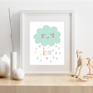 Rain Cloud Name Print Personalised New Baby Gift Rainbow Weather Nursery Decor Toddler Wall Art Childrens Bedroom Poster Kids Playroom image 4