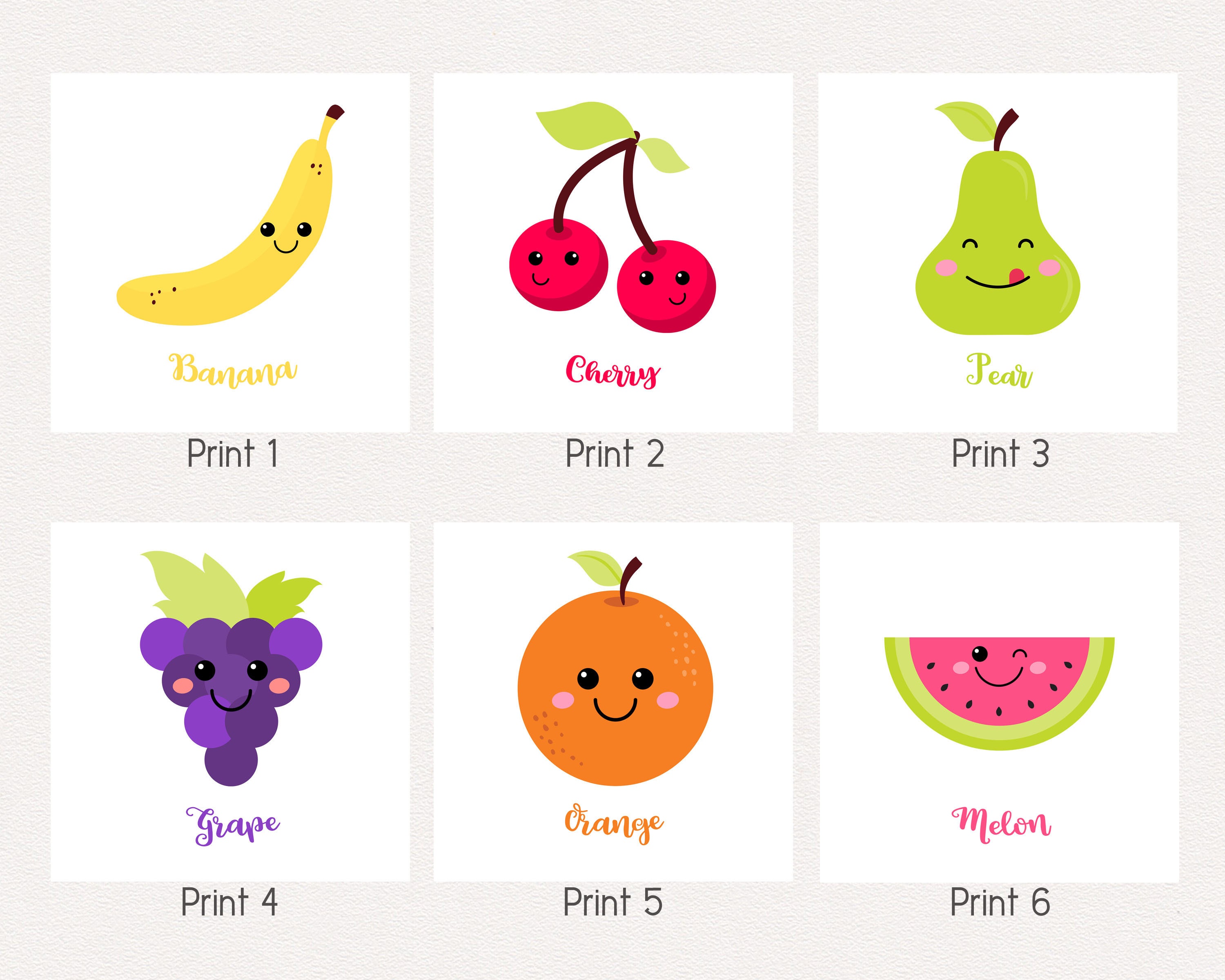 Cute Fruit Print Set Colourful Nursery Wall Art Decor Boys Etsy UK
