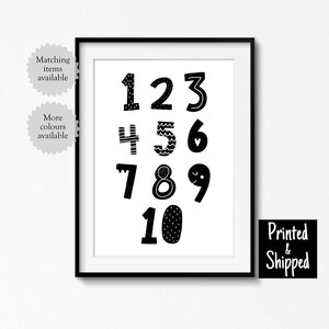 Impresión monocromática de números escandinavos para niños, niñas, niños pequeños, decoración de pared para guardería, regalo, estilo 8 x 10 A4, 11 x 14 A3, 30 x 40 cm, impreso