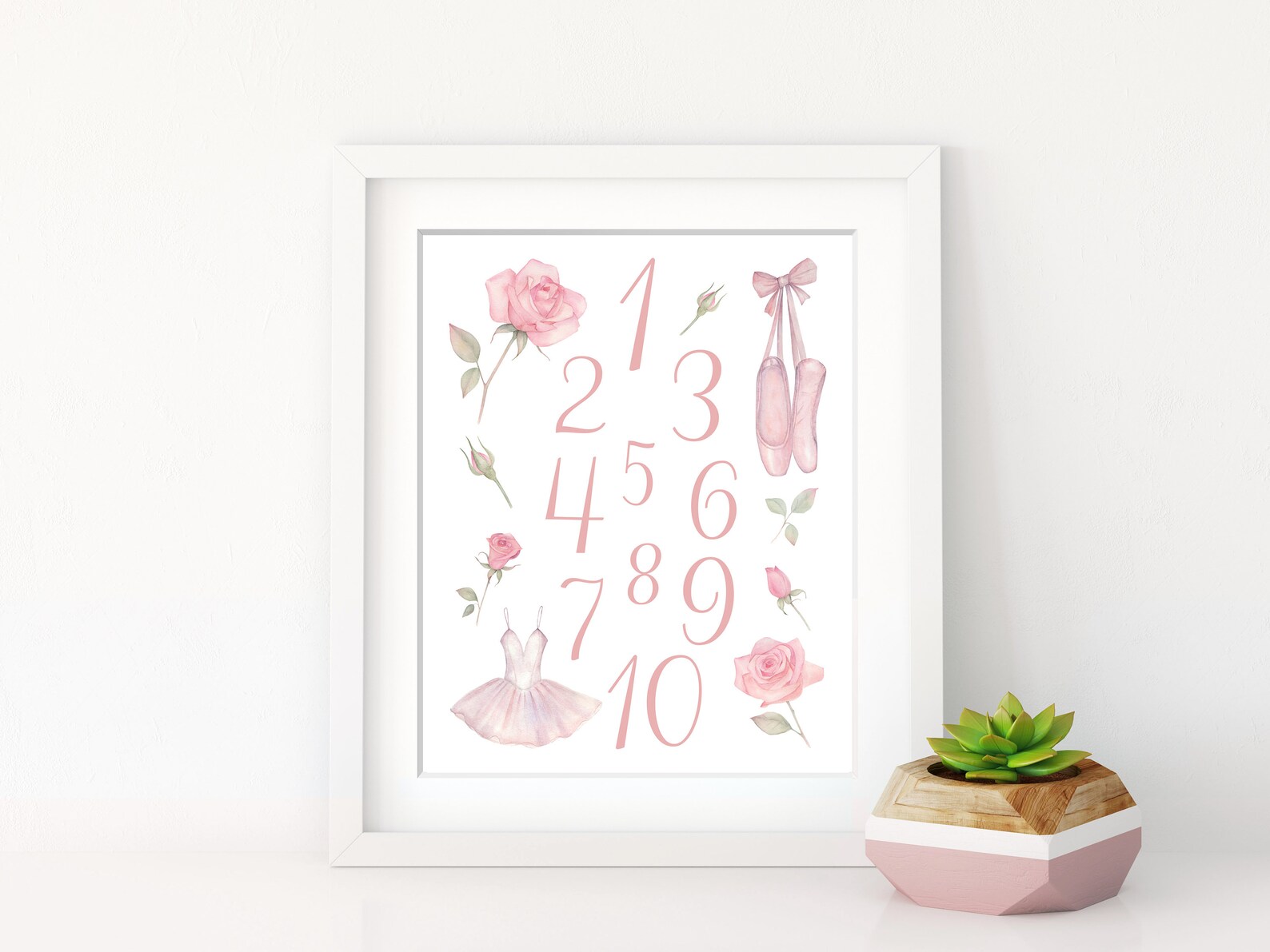 Dancing Numbers Design Cute Ballet Themed Numbers Art Print Pretty Elegant Pink Green | Etsy