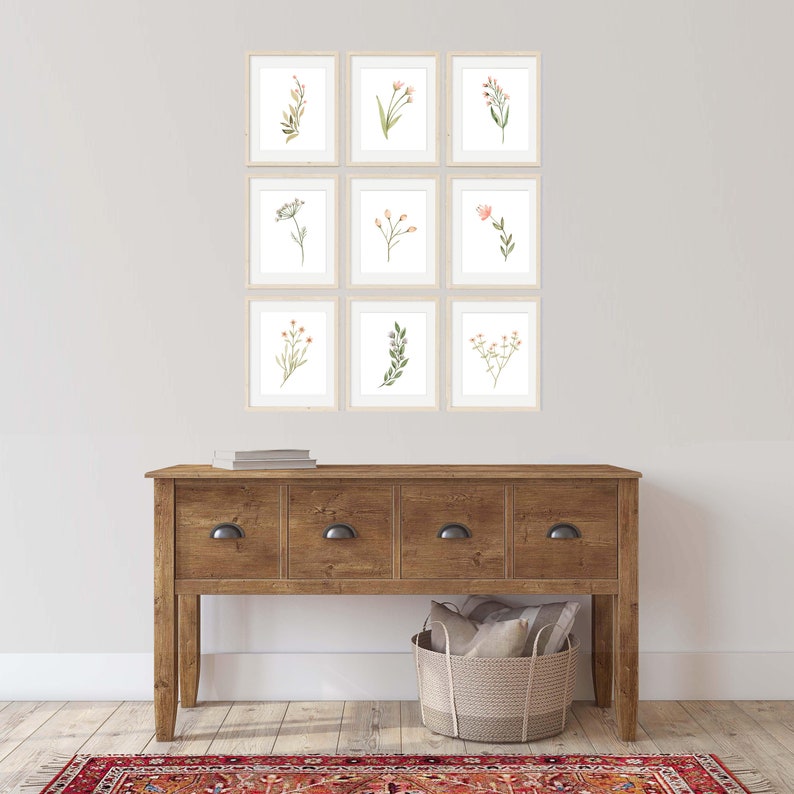 Wildflower Print Set Feminine Nursery Art Soft Pink Peach Lilac ...