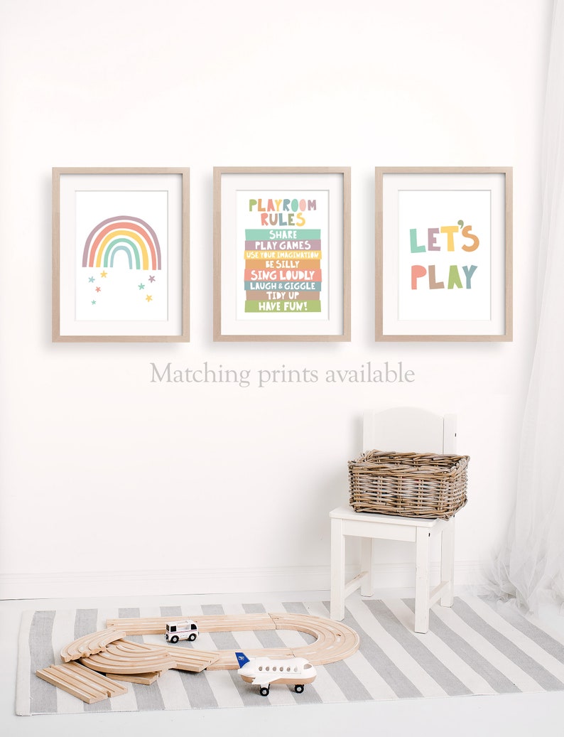 Playroom Rules Print Pastel Girls Kids Toddler Childrens Room Bedroom ...