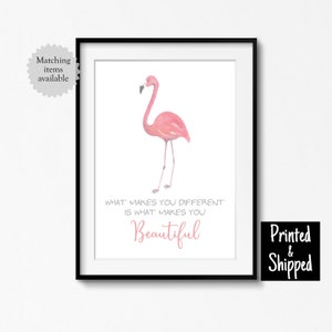 What Makes You Different Is What Makes You Beautiful Print Pink Nursery Bird Themed Baby Girl Kids Room Wall 5x7 6x8 8x10 A4 11x14 A3 30x40