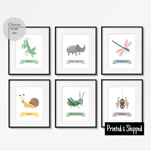 Set di stampe di insetti carini, stampe di insetti per bambini, decorazioni da parete per la cameretta dei bambini, per ragazzi e ragazze, 5x5, 5x7, 6x8, 7x7, 8x10, A4, 11x14, A3, 12x12, 30x40