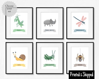 Cute Bug Print Set Sweet Kids Insect Prints Toddler Wall Art Nursery Decor Bedroom Boys Girls 5x5 5x7 6x8 7x7 8x10 A4 11x14 A3 12x12 30x40