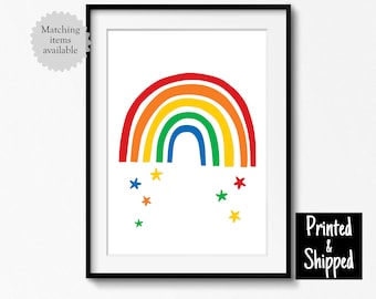Bright Primary Colour Rainbow Print Colourful Playroom Wall Art Kids Bedroom Poster Nursery Decor Neutral 5x7 6x8 8x10 11x14 A4 A3 30x40cm