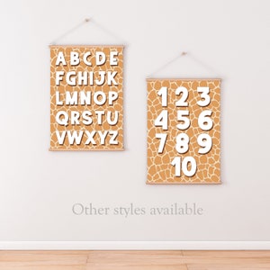 Leopard Print Number Poster Neutral Kids Animal Playroom Bedroom Wall ...