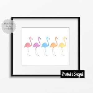 Stampa artistica con fenicotteri arcobaleno, uccelli, vivaio, pastello, bambina, carina, decorazione da parete per la cameretta dei bambini, poster con uccelli, dimensioni 5x7, 6x8, 8x10, A4, 11x14, A3, 30 x 40 cm