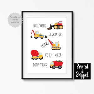 Póster con impresión de vehículo de construcción para dormitorio, sala de juegos, guardería, decoración de pared para sala de juegos de niños grandes y pequeños, 5 x 7, 6 x 8, 8 x 10, 11 x 14, tamaño A4, A3, 30 x 40