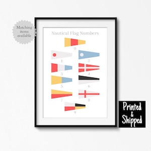 Póster con números de banderas náuticas, banderas de señales marítimas, decoración de pared para guardería, costa del océano, barco, mar, niños, niñas, 8 x 10, 11 x 14, A4, A3