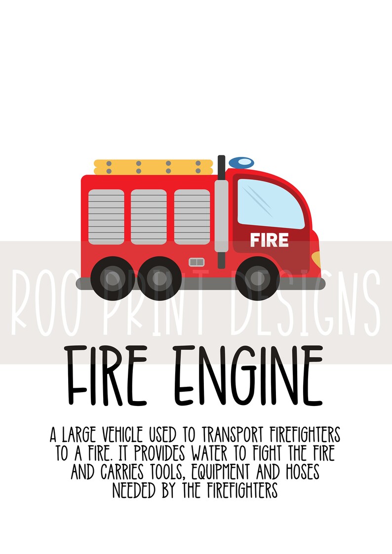 Fire Engine Print Cute Kids Fire Truck Definition Wall Art | Etsy