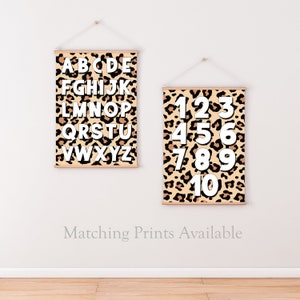 Leopard Print Number Poster Neutral Kids Animal Playroom Bedroom Wall ...