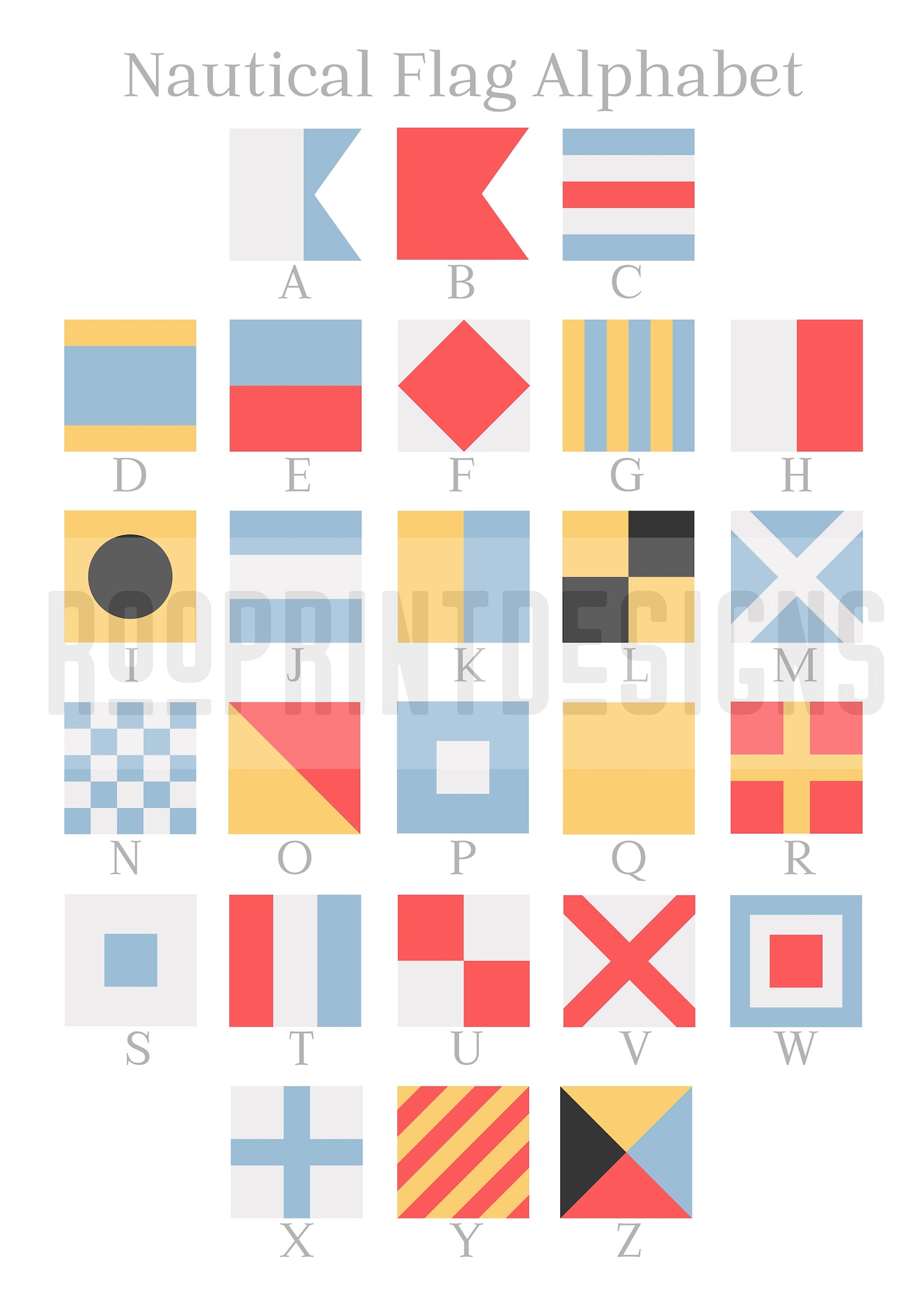 nautical flags alphabet print a to z of maritime signal flags etsy